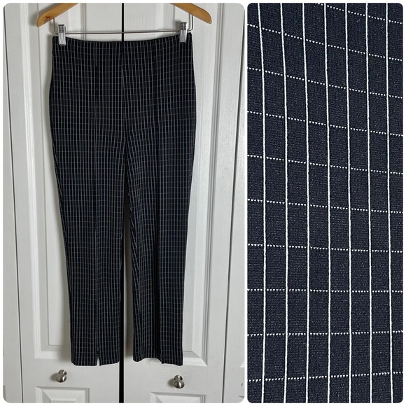 Lysse Pants - Lysse New York Ponte Pants Women’s M Black Checkered Pull on Stretch Career Slit